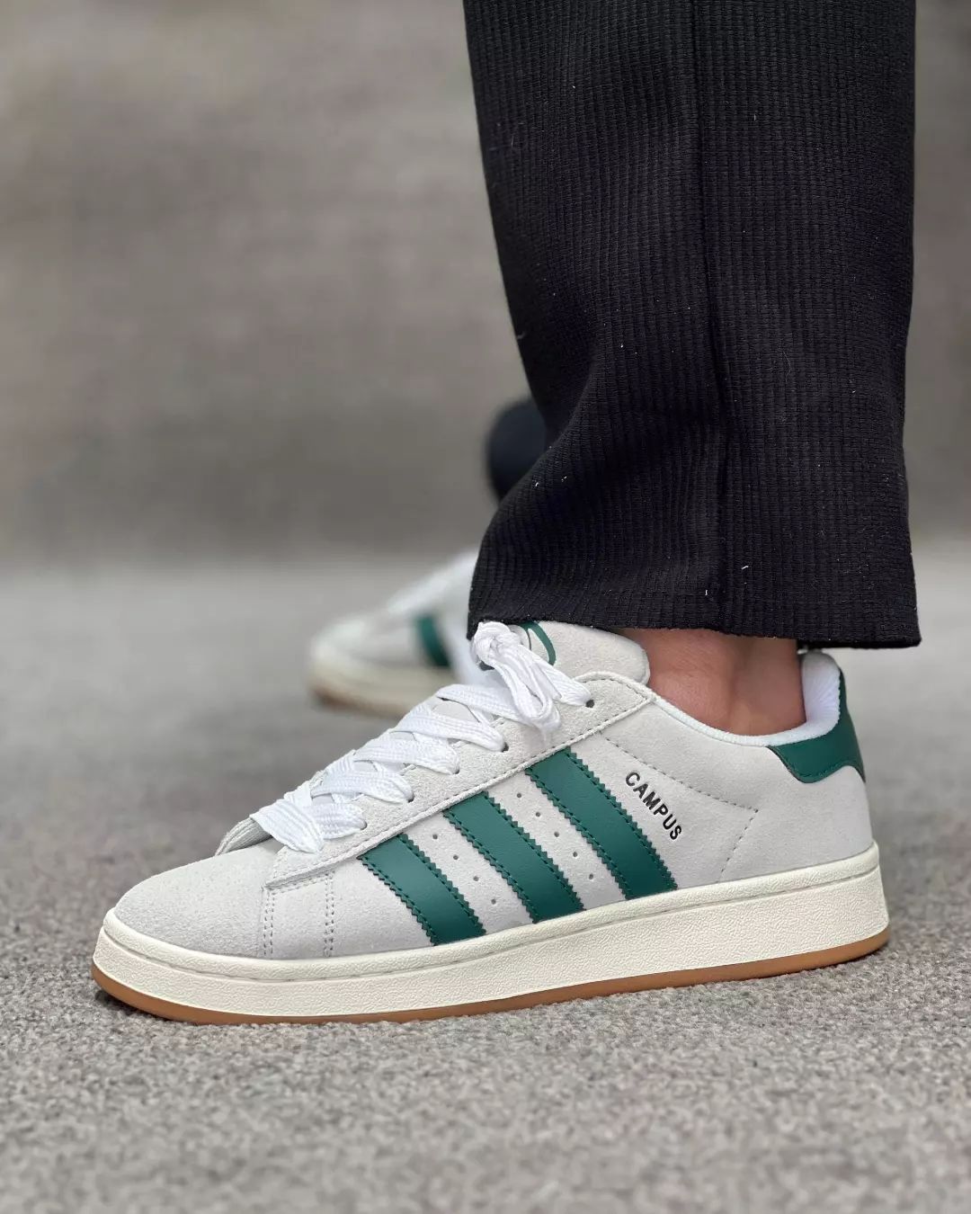 Adidas Campus 00s Crystal White Dark Green