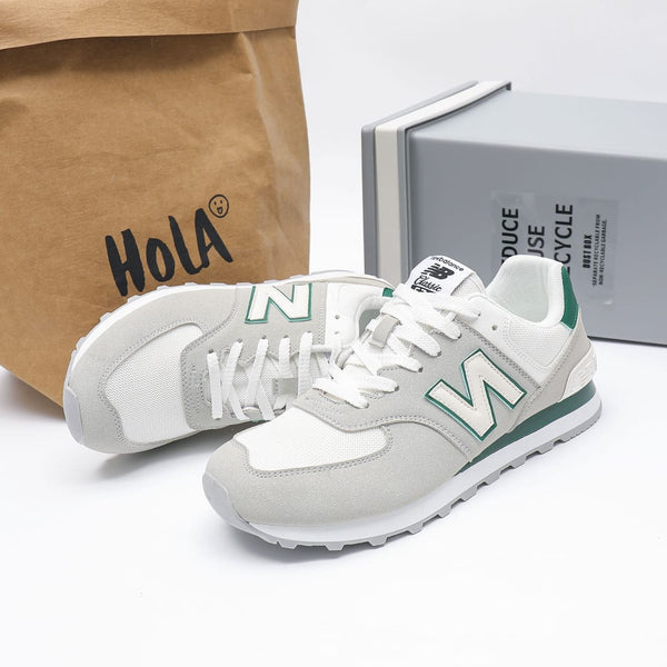 New Balance 574 White Green Gum