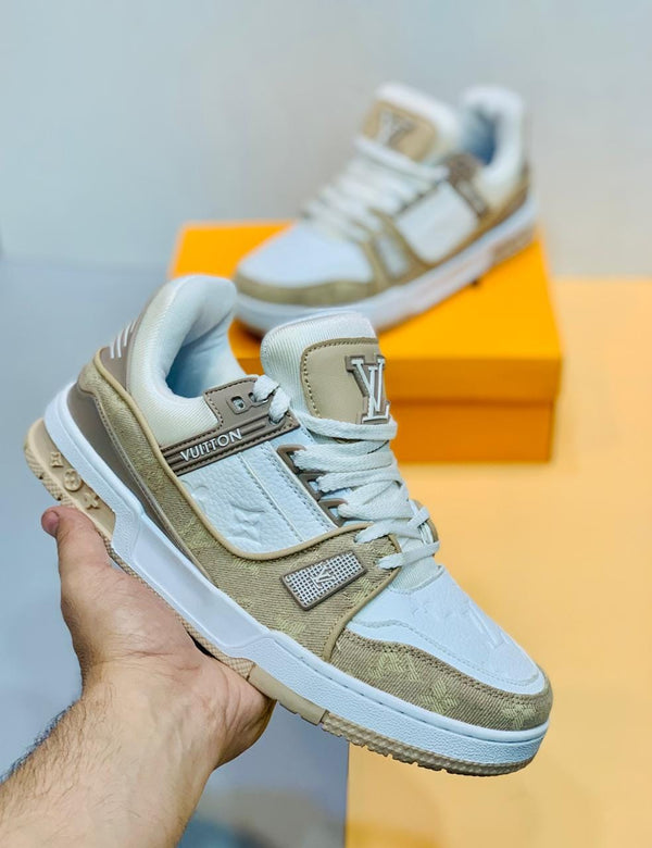 LOUIS VUITTON LV TRAINER BEIGE WHITE