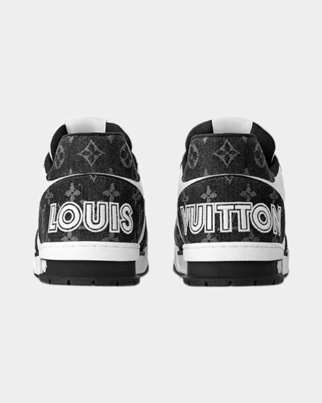 LOUIS VUITTON LV Trainers Black Denim Velcro Strap Monogram