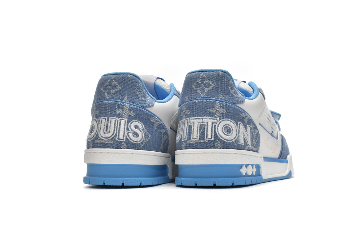 LOUIS VUITTON LV Trainers Blue Denim Velcro Strap Monogram