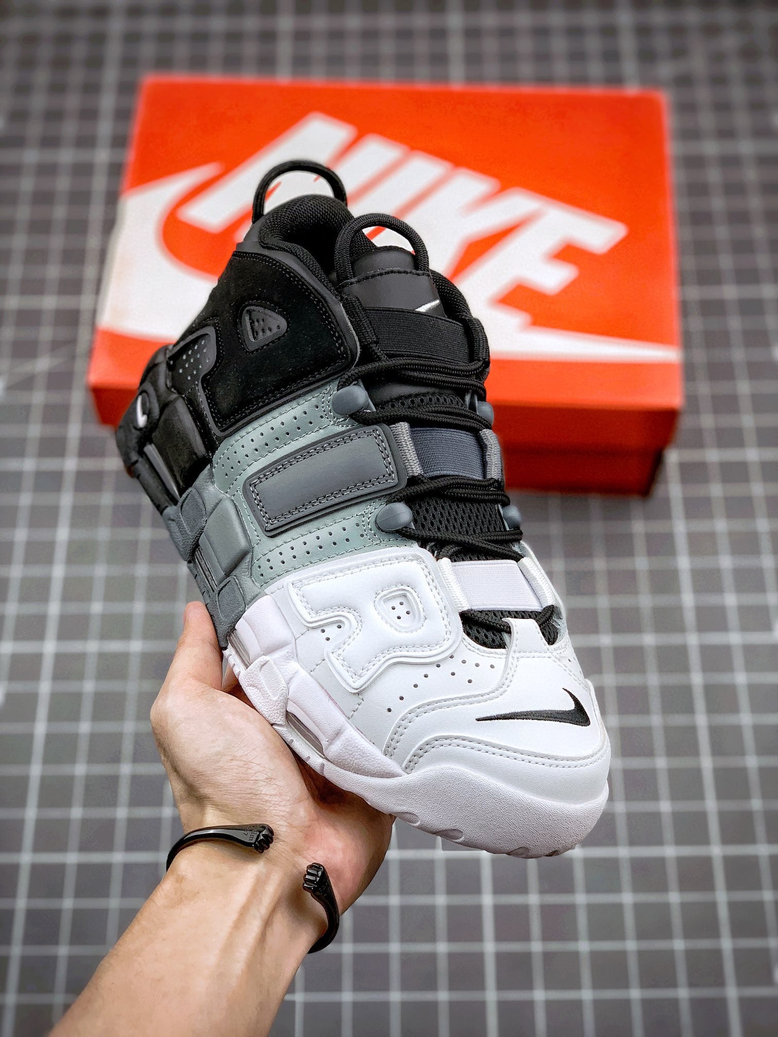 Nike Air More Uptempo Tri-Color Black Cool Grey White