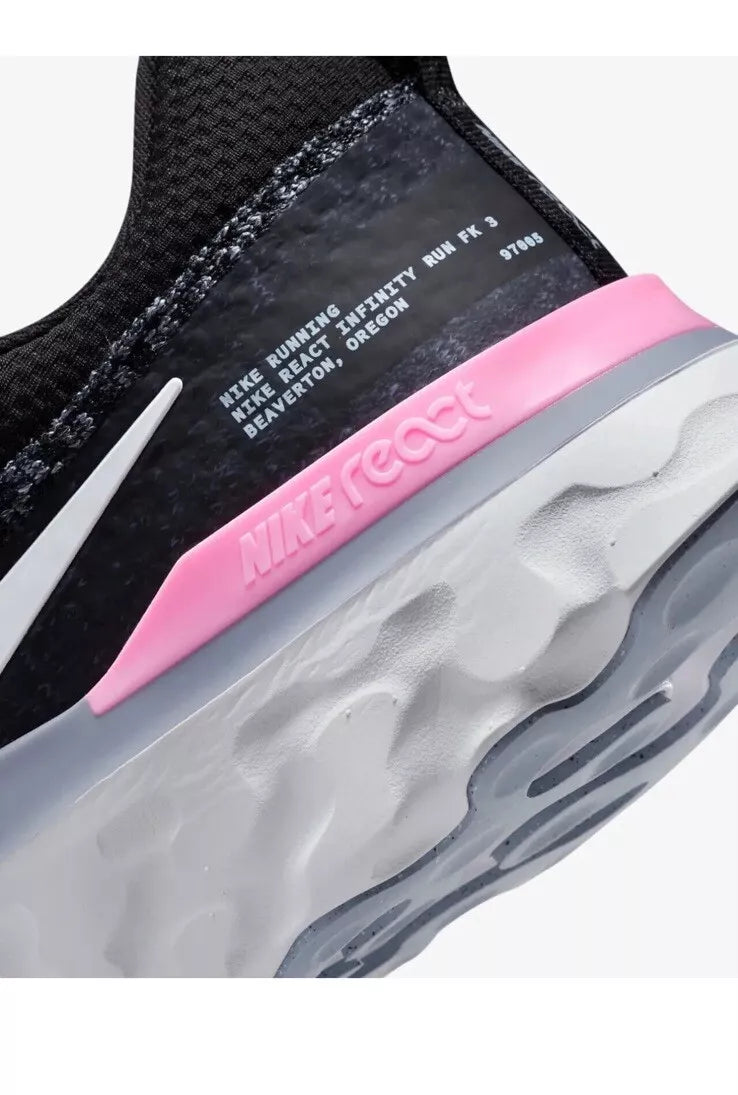 Nike React Infinity Run Flyknit 3 Black White Pink